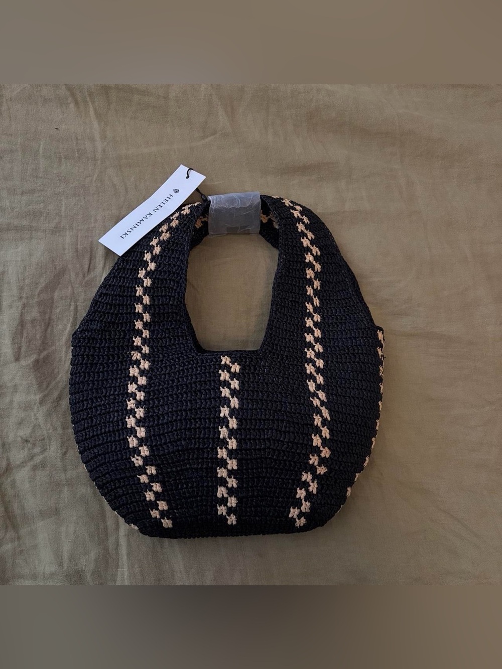 Black & Cream Knit Hobo Bag